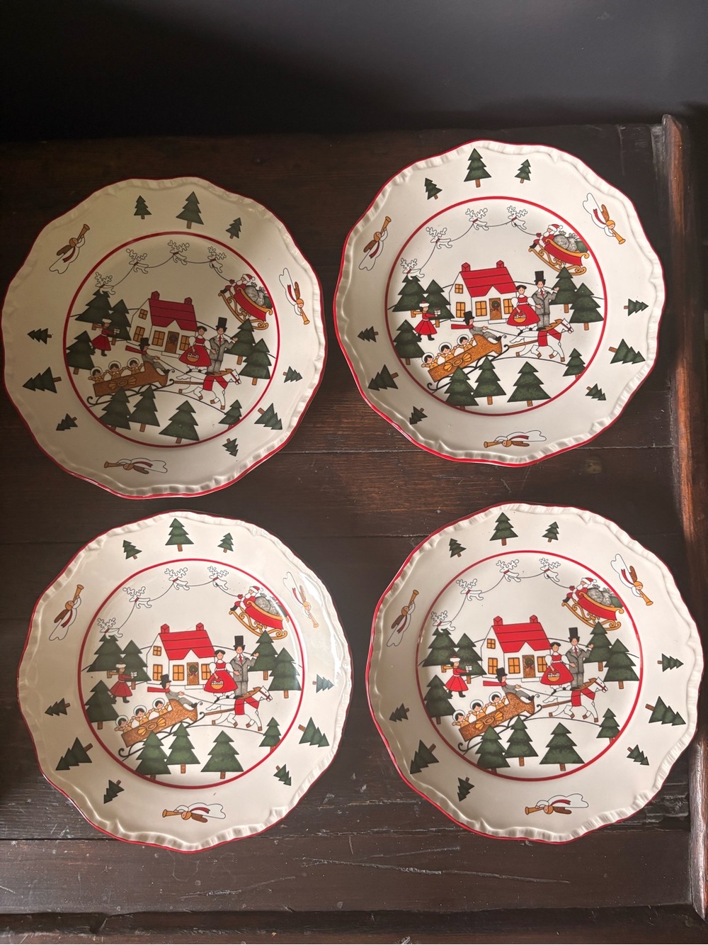 Set of 4 Vintage 1983 Mason's Christmas Village Side Plates Ironstone England